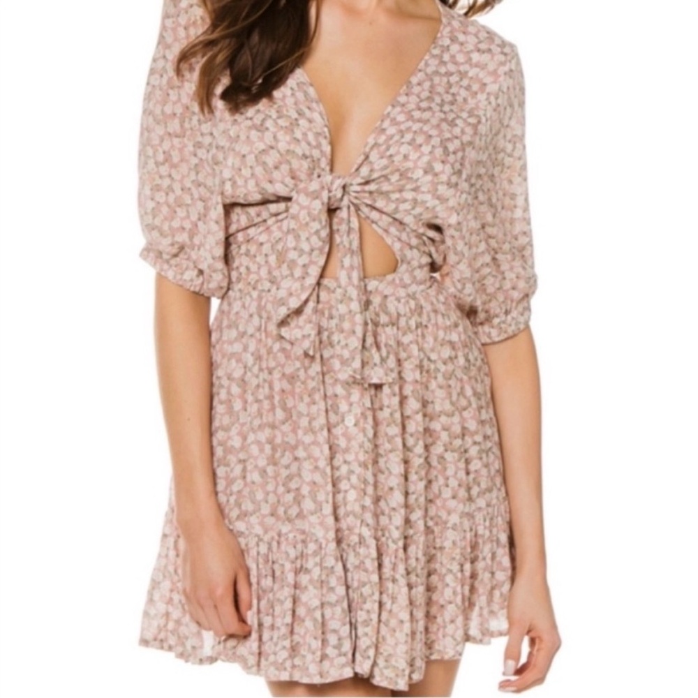 Faithfull The Brand Margo Floral Tie-Front Dress, US 6, Summer Vacation Style